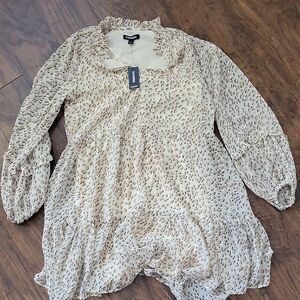 Express Cream and Black Patterned Dress